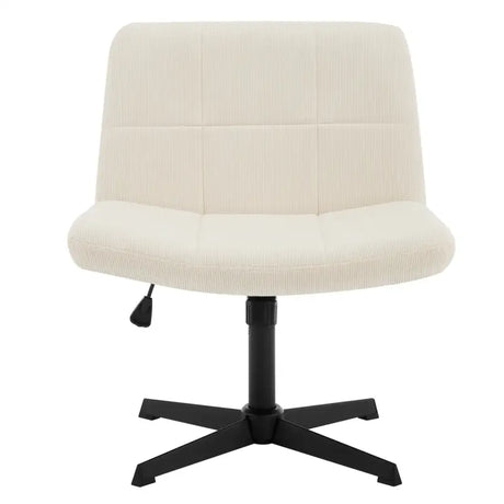 BukkitBow bureaustoel met hoogteverstelling, brede zitting en fluwelen of corduroy bekleding, comfortabel en stijlvol voor kantoor.
