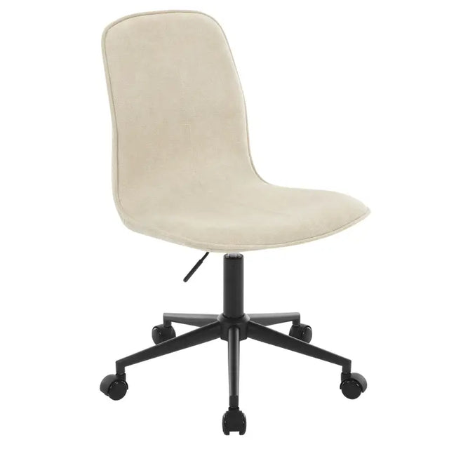 BukkitBow comfortabele bureaustoel met badstof bekleding, gevoerd, verstelbare hoogte en ergonomisch ontwerp.