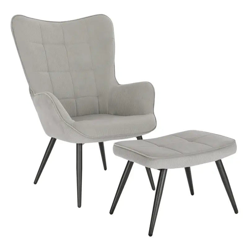 BukkitBow comfortabele fauteuil met kruk, stevige en duurzame zithoek, moderne stijl, afmetingen stoel 98x43x59cm, kruk 54,5x35,5x37cm.