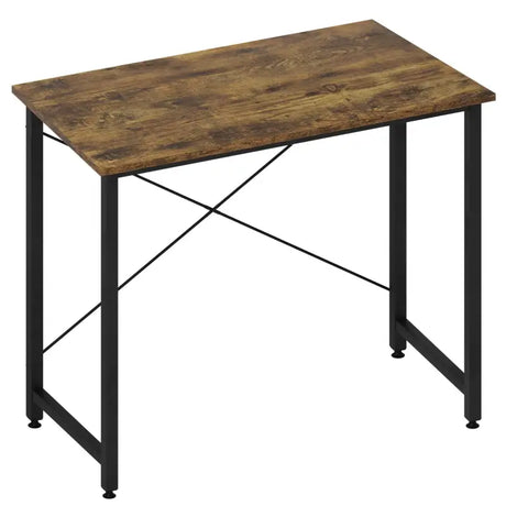 BukkitBow Compact Bureau met metalen frame, vintage bruine houtafwerking, afmetingen 80x40x75 cm, modern en functioneel meubel