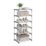 BukkitBow compact metalen schoenenrek, stapelbaar open systeem voor schoenenorganisatie, zwart en stevig design