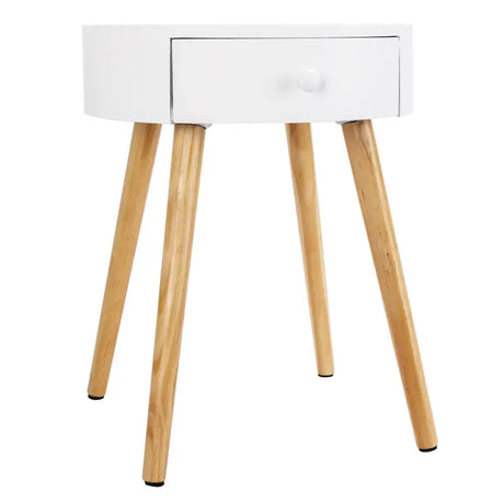 BukkitBow Compact nachtkastje met lade, waterbestendig MDF en massief hout, 38x38x48cm, krasvast en modern design