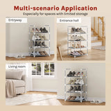 BukkitBow compact schoenenrek met metalen buizen, stapelbaar en flexibel, voor het organiseren van schoenen in huis.