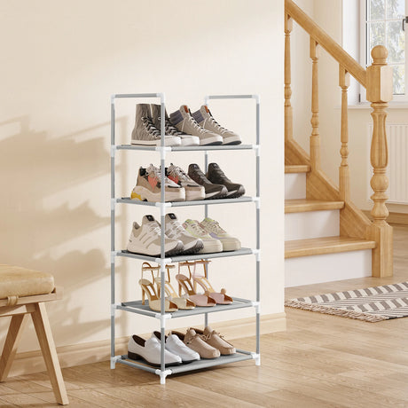 BukkitBow compact schoenenrek met metalen buizen, stapelbaar en flexibel voor het organiseren van schoenen in de hal.