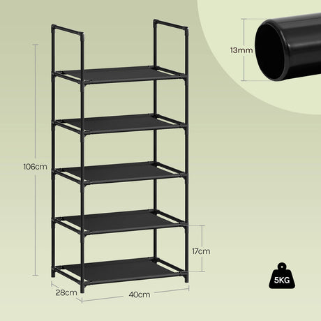 BukkitBow Compact schoenenrek met metalen buizen, stapelbaar en flexibel, ideaal voor het organiseren van schoenen in huis