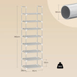 BukkitBow Compact schoenenrek met metalen buizen, stapelbaar en flexibel voor het organiseren van schoenen in huis.