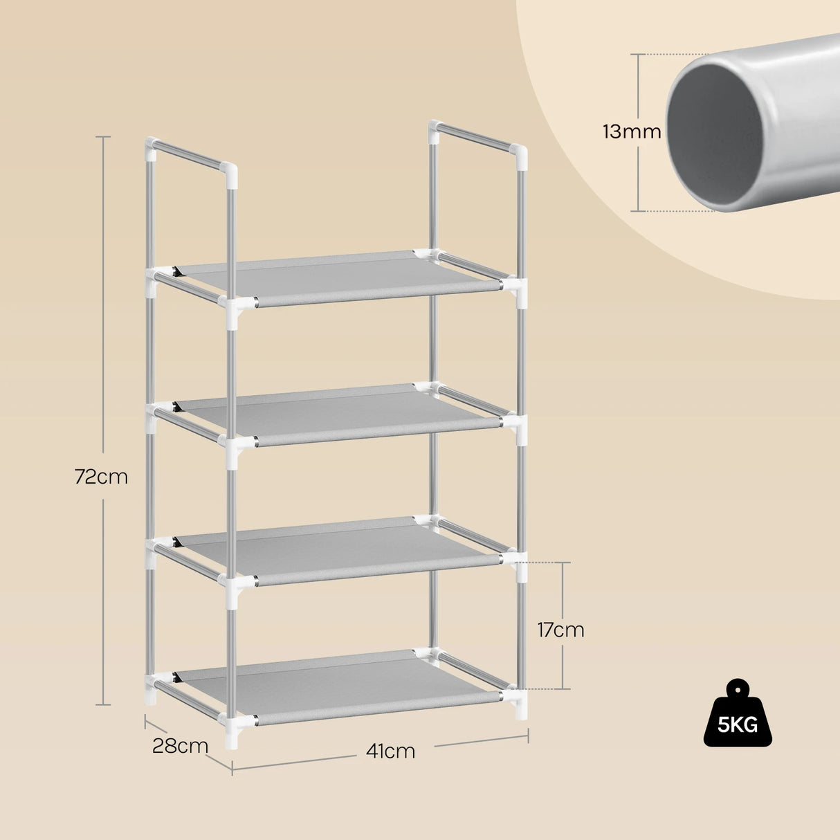 BukkitBow schoenenrek met metalen buizen, compact en stapelbaar, flexibel en geschikt voor het organiseren van schoenen in huis