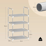 BukkitBow schoenenrek met metalen buizen, compact en stapelbaar, flexibel en geschikt voor het organiseren van schoenen in huis