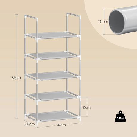 BukkitBow compact schoenenrek met metalen buizen, stapelbaar en flexibel voor het organiseren van schoenen in een modern interieur