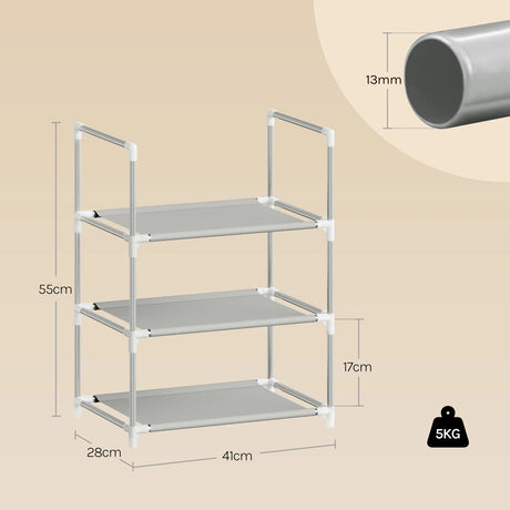 BukkitBow compacte schoenenrek met metalen buizen, stapelbaar en flexibel, ideaal voor het organiseren van schoenen in de hal.