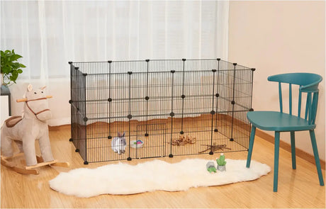 BukkitBow compacte knaagdierenren met 2 lagen, stevige panelen en ventilatie, afmetingen 142x71x71cm, geschikt voor kleine dieren