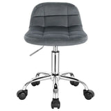 BukkitBow bureaustoel met velvet fluwelen zitting, metalen onderstel en wielen, in hoogte verstelbaar van 43,5 tot 55 cm