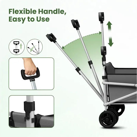 BukkitBow compacte opvouwbare bolderkar van metaal en Oxford doek, gemakkelijk te manoeuvreren en veelzijdig in gebruik.