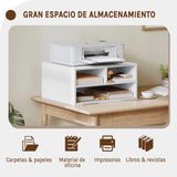 BukkitBow compacte printerverhoger met 3 opbergvakken, modern design, voor het verhogen en organiseren van je printer.