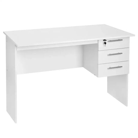 BukkitBow computerbureau met afsluitbare ladeblok, afmetingen 60x120x75 cm, zwart houten bureau voor kantoor of thuiswerk.