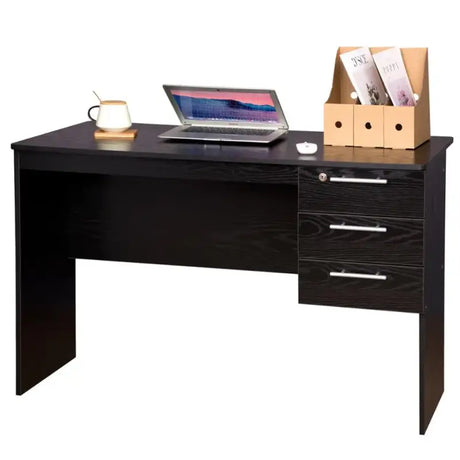BukkitBow computerbureau met afsluitbare ladeblok, afmetingen 60x120x75cm, ideaal voor kantoor of thuisgebruik.