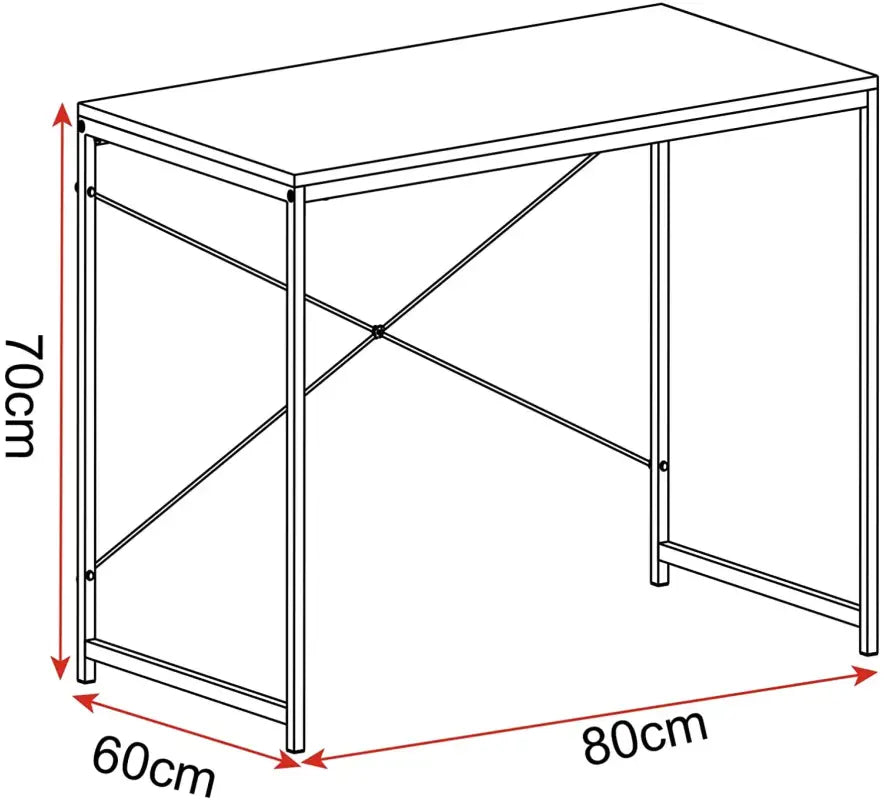 BukkitBow computertafel bureau van spaanplaat en metaal, 80x60x70cm, geschikt voor kantoor of thuisgebruik