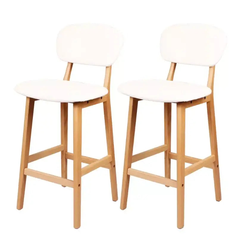 Set van twee BukkitBow barkrukken met kunstleer en massief hout, modern design, zithoogte 65 cm, comfortabele en stijlvolle zitplaatsen.