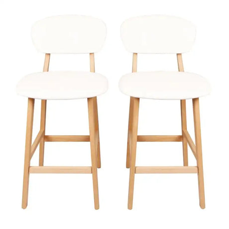 BukkitBow set van 2 moderne barkrukken met kunstleer en massief hout, zithoogte 65 cm, comfortabel en stijlvol ontwerp.