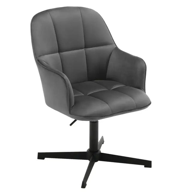 BukkitBow draaibare bureaustoel in velvet fluweel met metalen onderstel, ergonomisch ontwerp en comfortabele zitting.