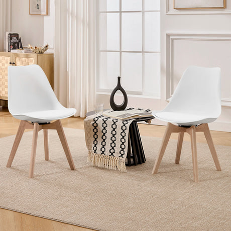 Set van 4 BukkitBow draaibare eetkamerstoelen van massief hout, comfortabel en stijlvol, perfect voor moderne eetkamers.