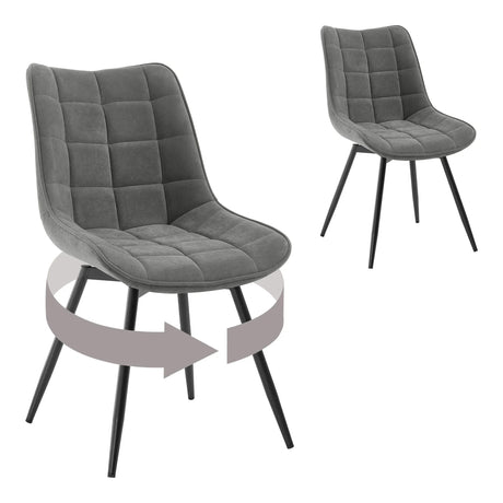 BukkitBow velvet draaibare eetkamerstoel set van 2, 360 graden draaibaar, modern design, comfortabele zit.