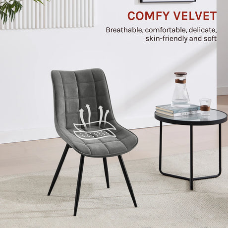 BukkitBow draaibare velvet eetkamerstoel, set van 2, 360 graden draaiende stoelen met zachte bekleding in een moderne eetkamer.