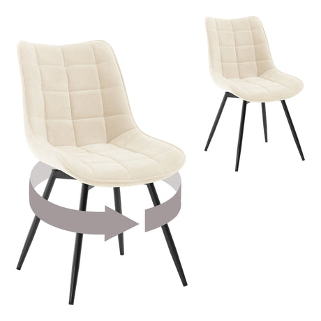 BukkitBow velvet draaibare eetkamerstoelen, 360 graden roterend, set van 2, zachte bekleding en moderne design.