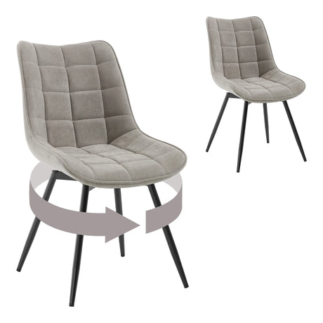 Set van 2 BukkitBow draaibare velvet eetkamerstoelen met 360 graden draaibaarheid en comfortabel zitvlak.