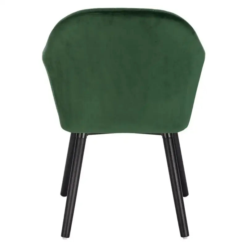 BukkitBow eetkamerstoel van fluwelen stof met massief houten poten en ergonomisch ontwerp, zithoogte 44 cm.