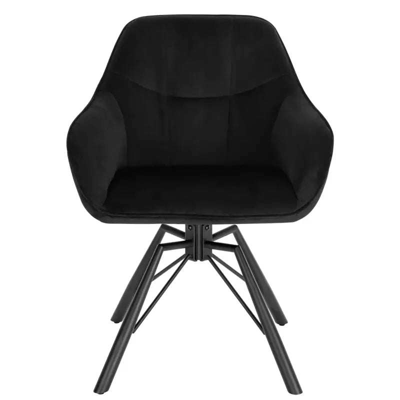 BukkitBow eetkamerstoel met dik gevoerde leren en fluwelen bekleding, 360 graden draaibaar, zithoogte 48 cm.