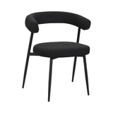 BukkitBow eetkamerstoel met chenille stof en metalen onderstel, open ontwerp, geschikt als make-up stoel, modern en comfortabel.
