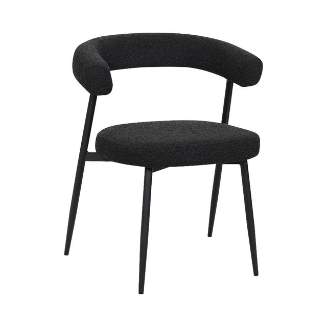 BukkitBow eetkamerstoel met chenille stof en metalen onderstel, open ontwerp, geschikt als make-up stoel, modern en comfortabel.