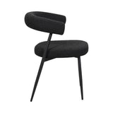 BukkitBow eetkamerstoel met chenille stof en metalen onderstel, open design, geschikt als keuken- of make-up stoel