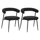 BukkitBow eetkamerstoel met chenille stof, metalen onderstel en open design, geschikt als make-up stoel in de keuken.