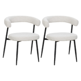 BukkitBow eetkamerstoel van chenille stof met metalen onderstel, open design, geschikt als make-up stoel in keuken of eetkamer.