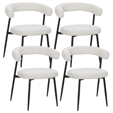 BukkitBow eetkamerstoel met chenille stof en metalen onderstel, open design, geschikt als make-up stoel in de keuken of eetkamer.