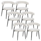 BukkitBow eetkamerstoel met chenille stof en metalen onderstel, open ontwerp, geschikt als keuken- of make-up stoel.