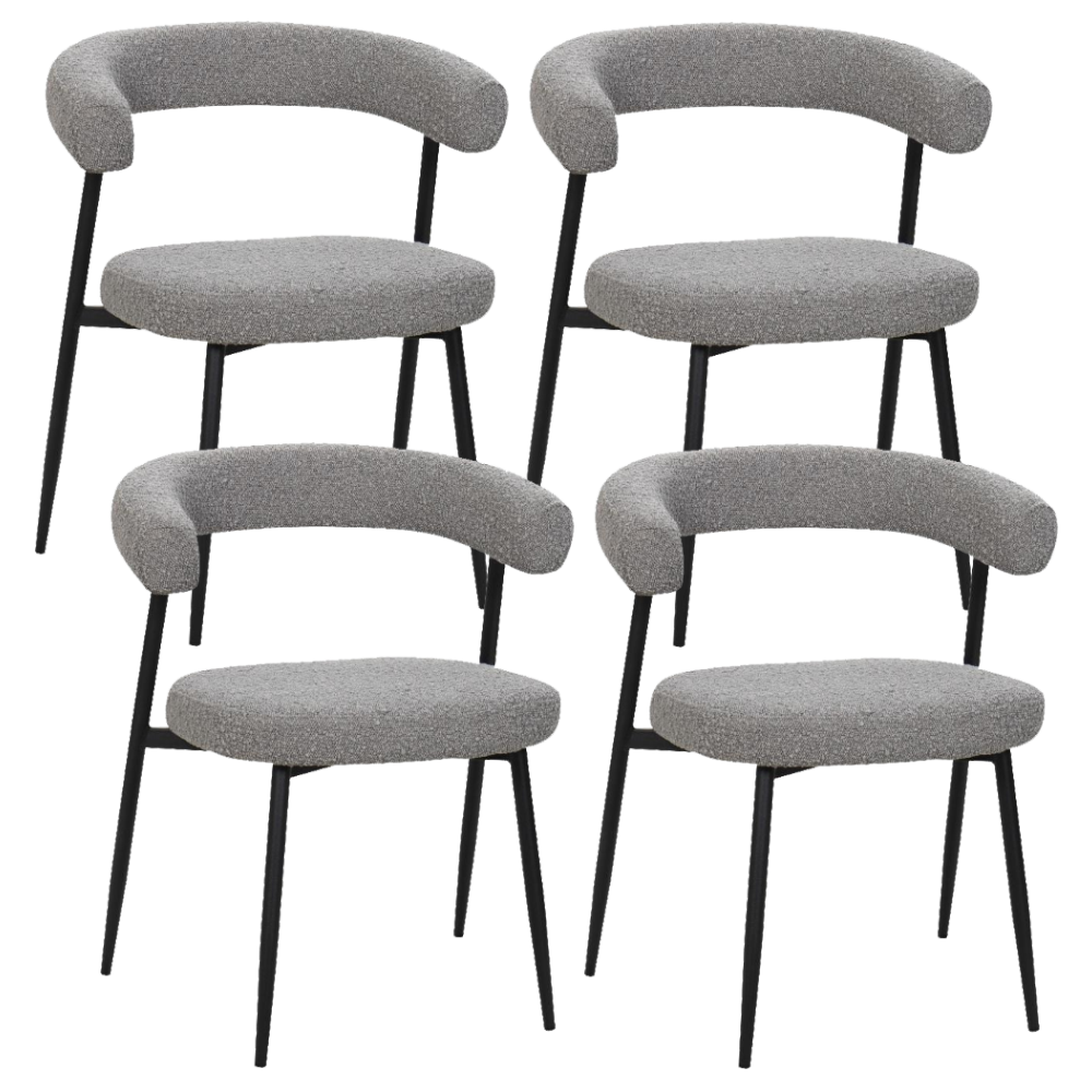 BukkitBow eetkamerstoel met chenille stof en metalen onderstel, open design, geschikt als keuken- of make-up stoel