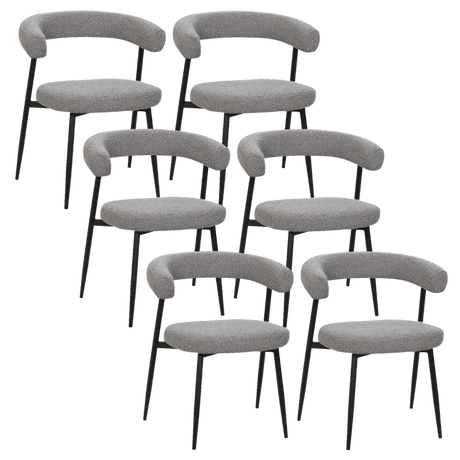 BukkitBow eetkamerstoel met chenille stof, metalen onderstel en open design, geschikt als make-up stoel in de keuken of eetkamer.