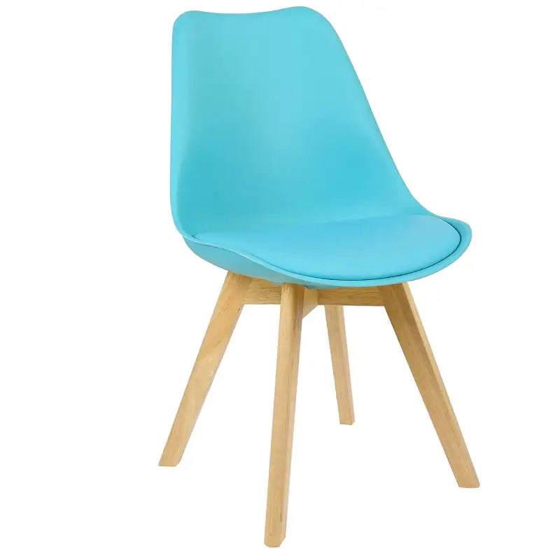 BukkitBow eetkamerstoel met beukenhouten poten en PU zitting, comfortabele zithoogte van 42 cm, geschikt voor eetkamer of gebruik.