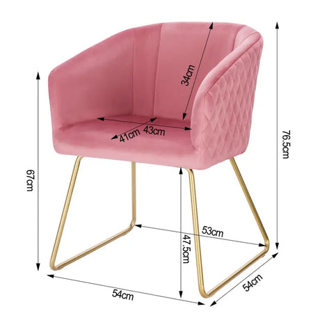 BukkitBow eetkamerstoel met fluweelzitting, stevige stalen frame, comfortabele vulling en vloerbeschermers, 47,5 cm hoog.