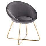 BukkitBow eetkamerstoel met fluwelen bekleding, metalen poten en ergonomische vorm, zithoogte 44 cm, stijlvolle keukenstoel