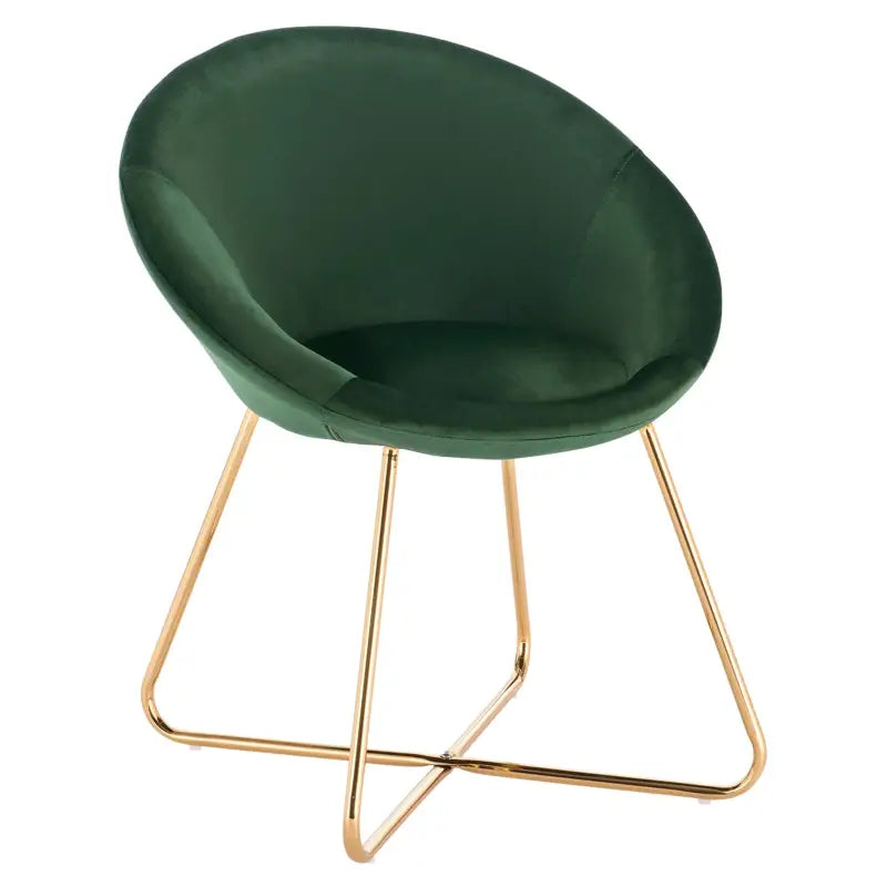 BukkitBow eetkamerstoel met fluwelen bekleding, metalen poten en ergonomische vorm, zithoogte 44 cm.
