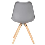 BukkitBow eetkamerstoel met PU of linnen zitting, massief houten poten en zithoogte van 46 cm, stijlvolle en comfortabele eetkamerstoel