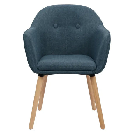 BukkitBow eetkamerstoel van linnen of fluweel met massief houten poten, ergonomisch ontwerp en zithoogte van 45 cm.