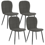 Set van 4 BukkitBow eetkamerstoelen met fluwelen zitting en metalen poten, ergonomisch ontworpen voor comfort in de keuken.