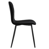 Set van 4 BukkitBow eetkamerstoelen met fluwelen zitting, ergonomisch ontwerp en metalen poten, geschikt voor de keuken of eetkamer.