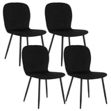 Set van 4 BukkitBow eetkamerstoelen met fluwelen zitting en metalen poten, ergonomische keukenstoelen voor in de eetkamer