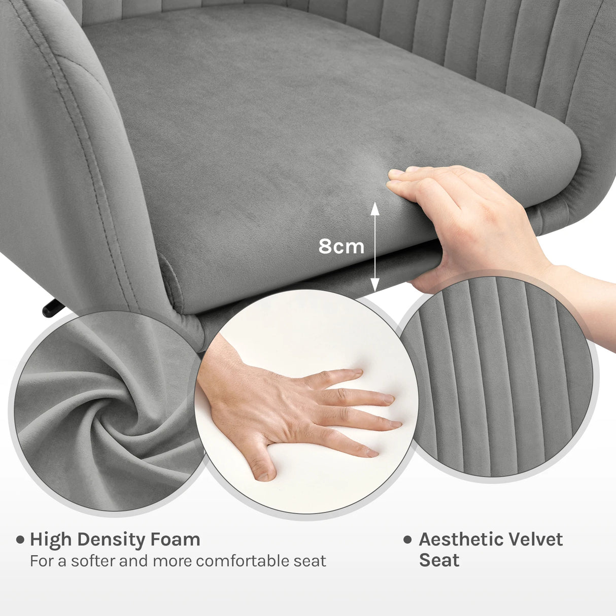 BukkitBow ergonomische bureaustoel met fluwelen bekleding en in hoogte verstelbaar, comfortabele zithouding en modern design